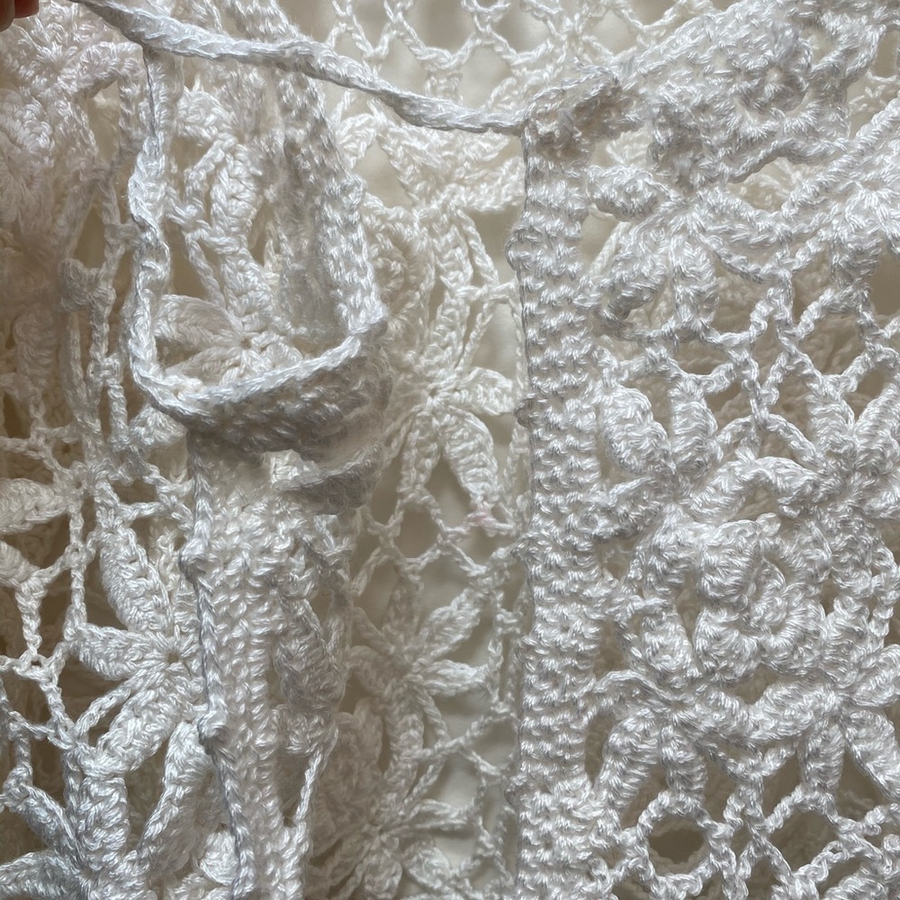 Vintage crochet crop cardigan with front tie - Picture 4 of 5